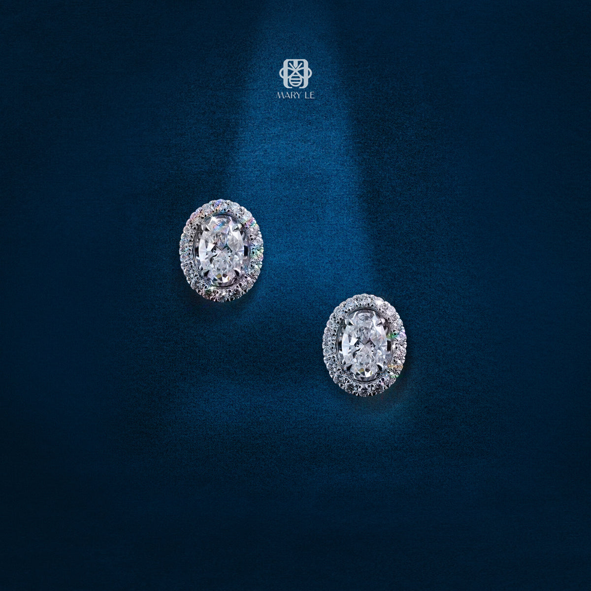 My First Oval Diamond Halo Earrings | M611