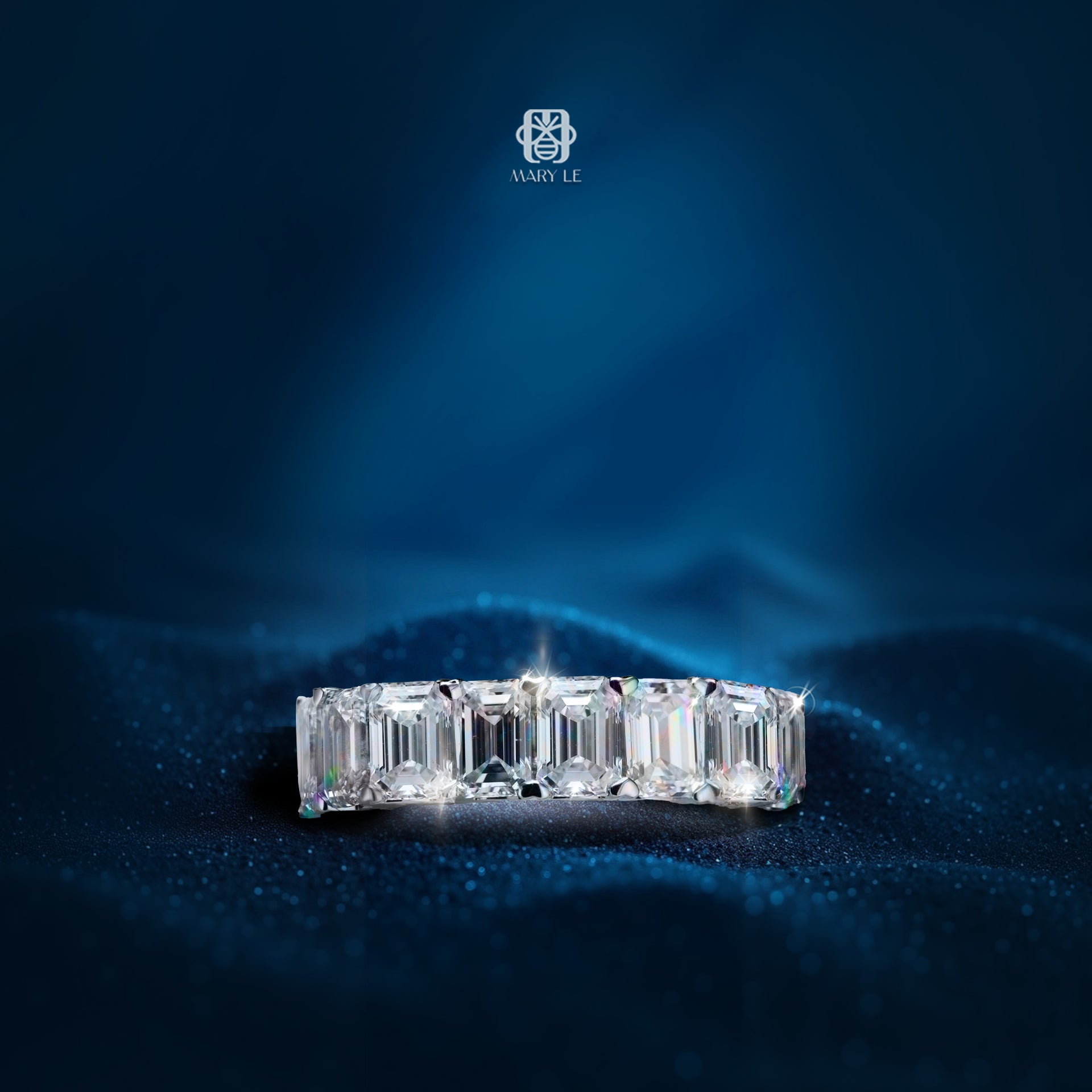 Emerald Diamond Wedding Band Ring | M450