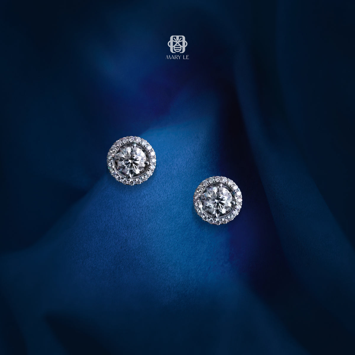 My First Round Diamond Halo Earrings | M612