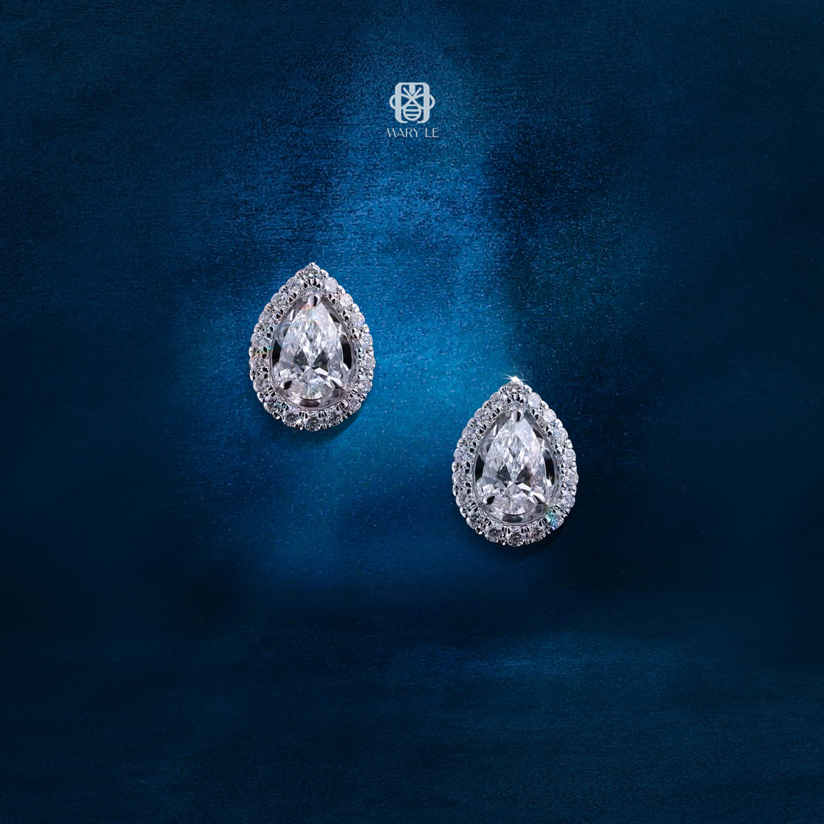 My First Pear Diamond Halo Earrings | M609
