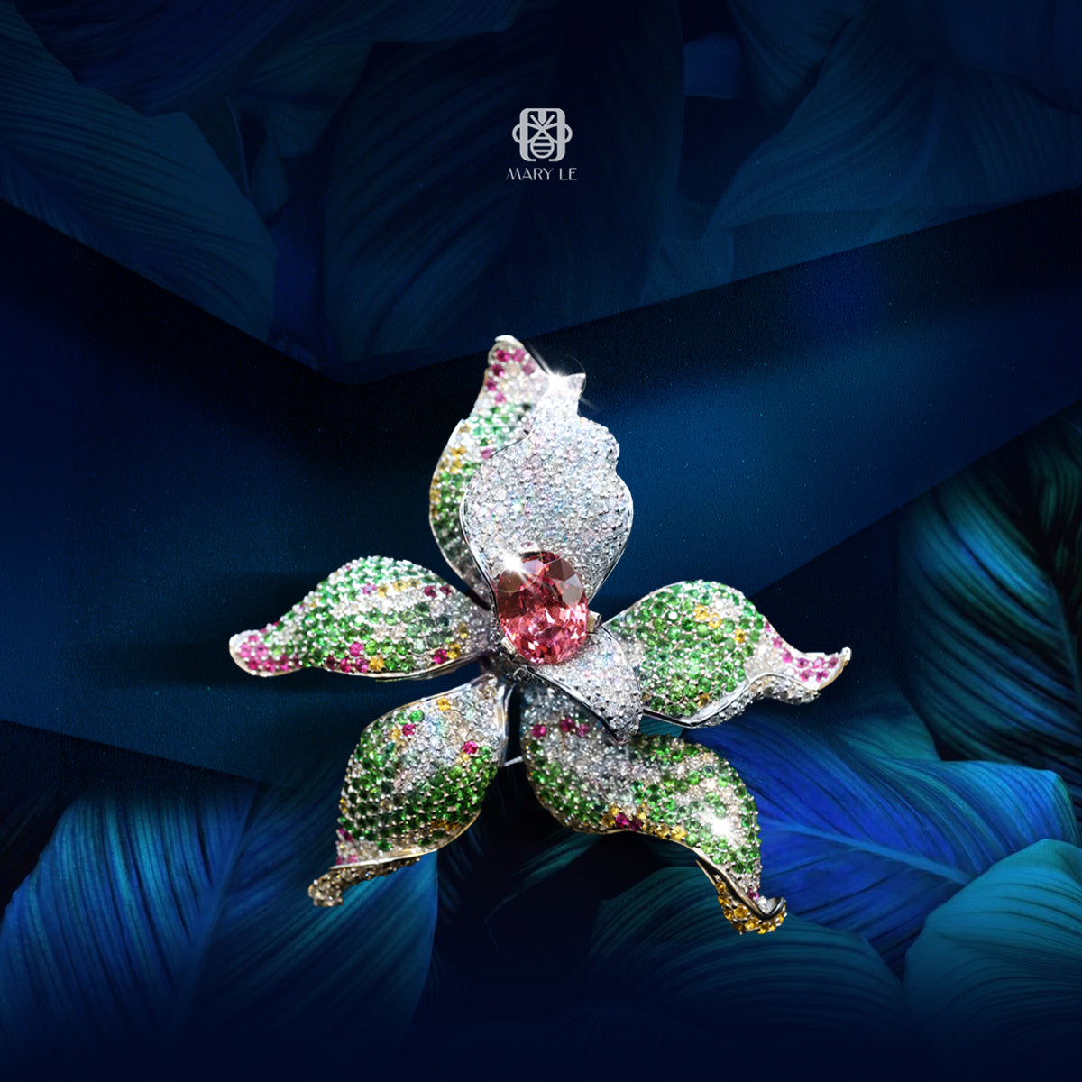 Celestial Garden Sapphire &amp; Diamond Brooch/Pendant | M275