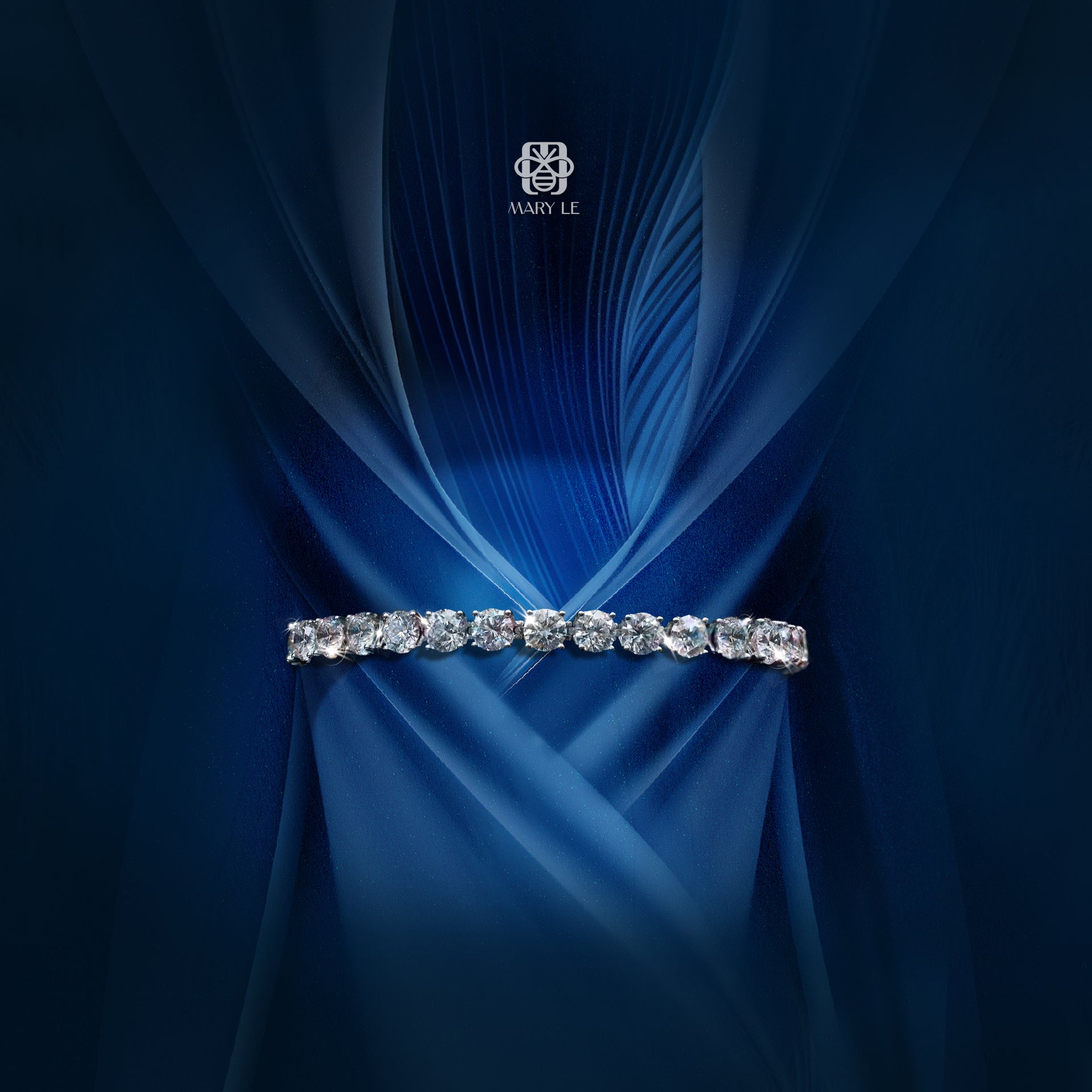 Round Brilliant Diamond Tennis WG Bracelet | M292