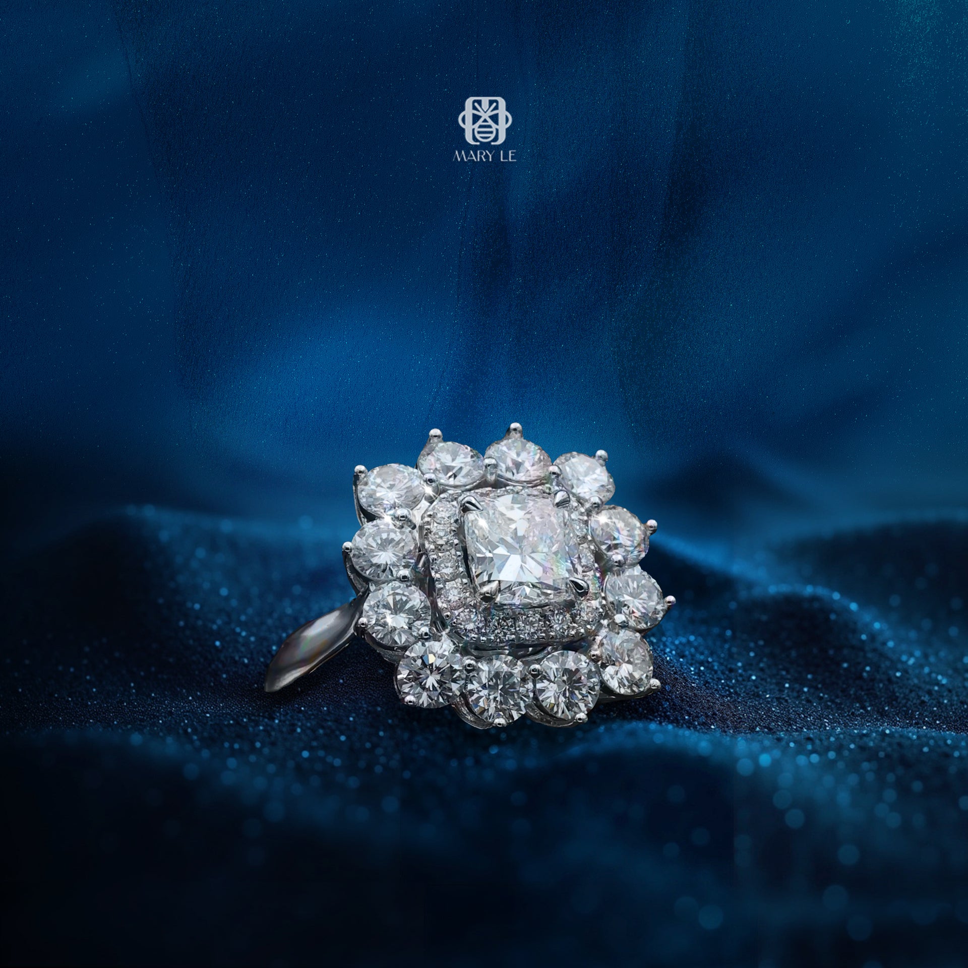 Solar Blossom Cushion Diamond Ring | M315