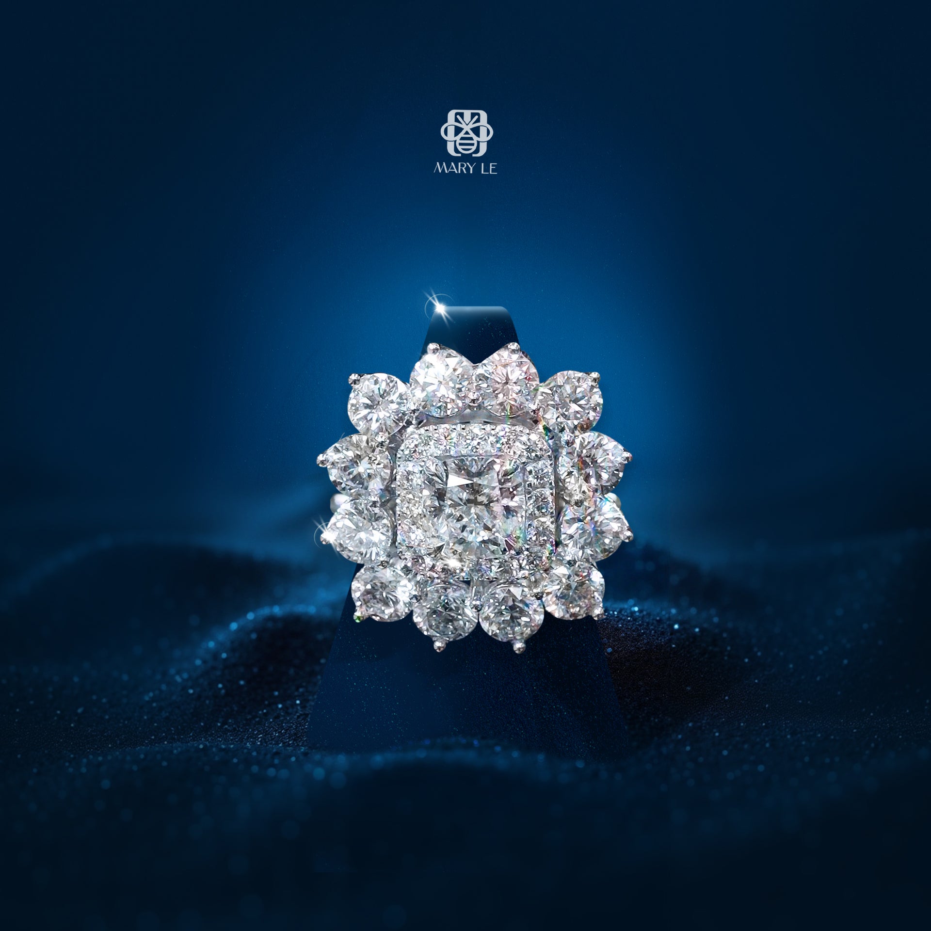 Solar Blossom Cushion Diamond Ring | M315