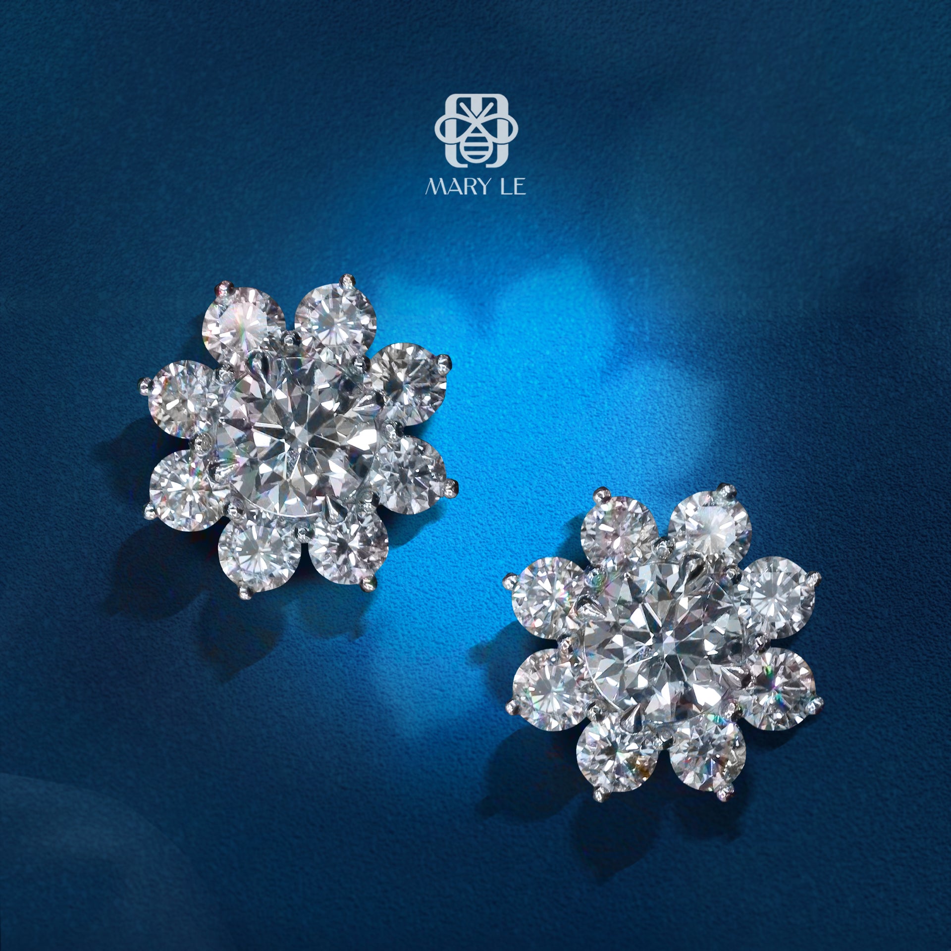 Solar Blossom Round Diamond Earrings | M329