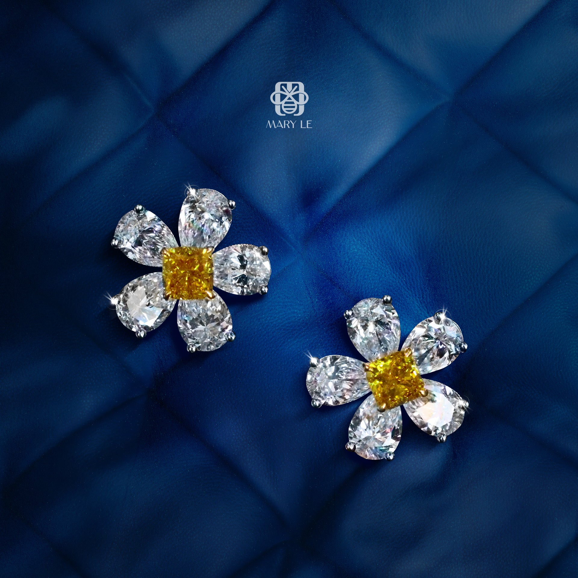 Solar Blossom Yellow Diamond Earrings | M341