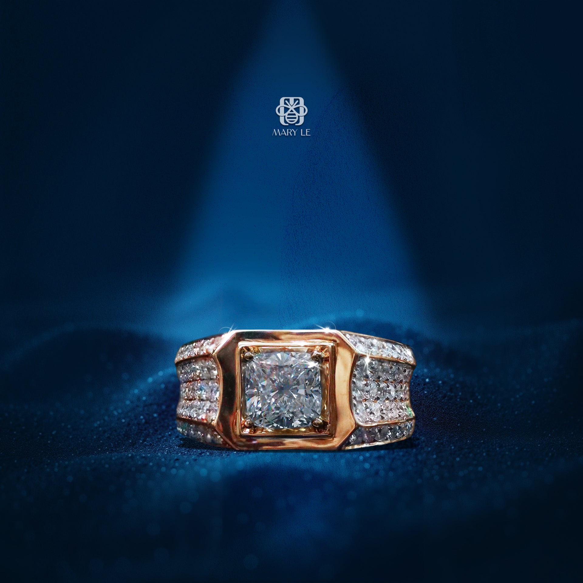 Rose Gold Cushion Diamond Men's Ring | M405