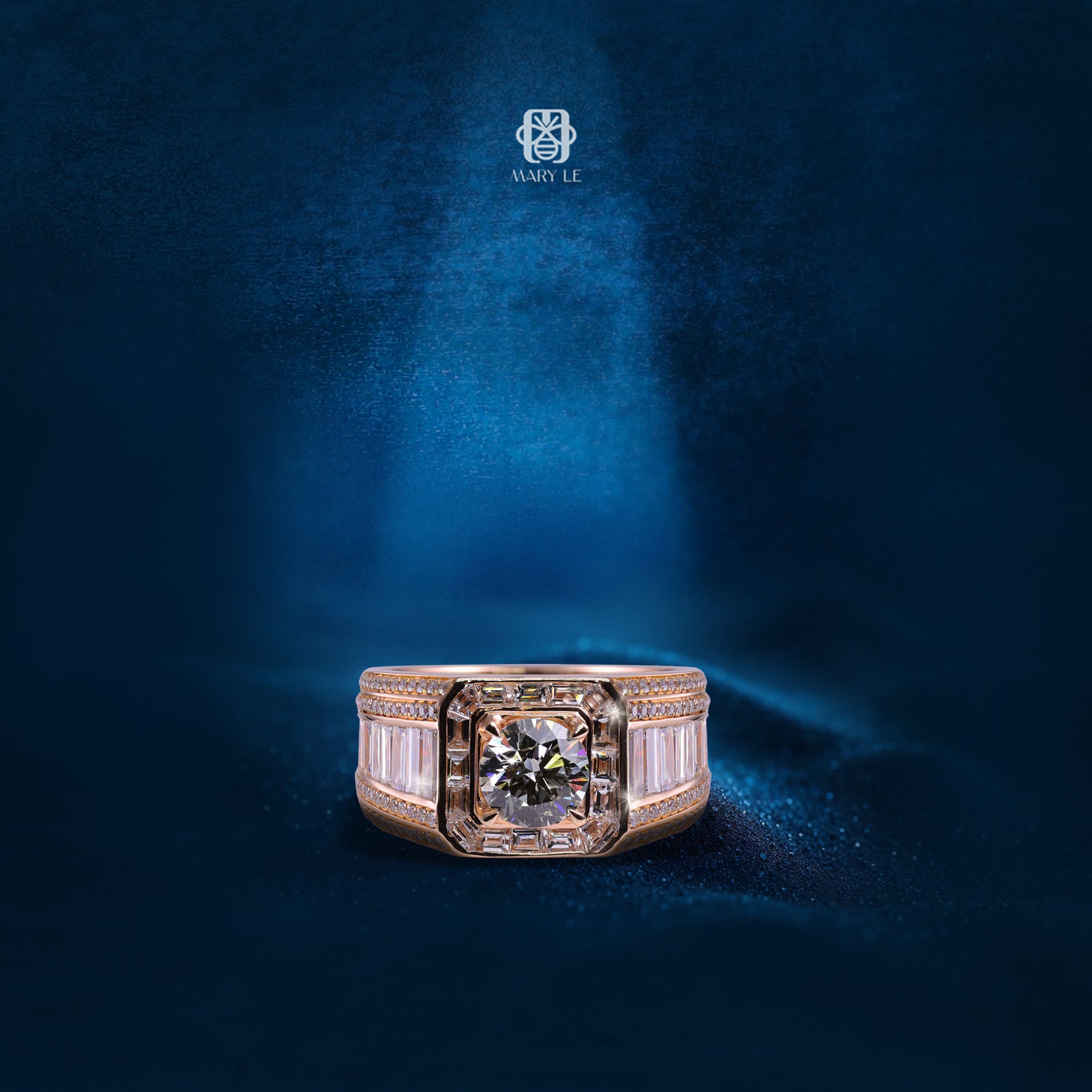 Rose Gold Round Diamond Men's Ring | M416