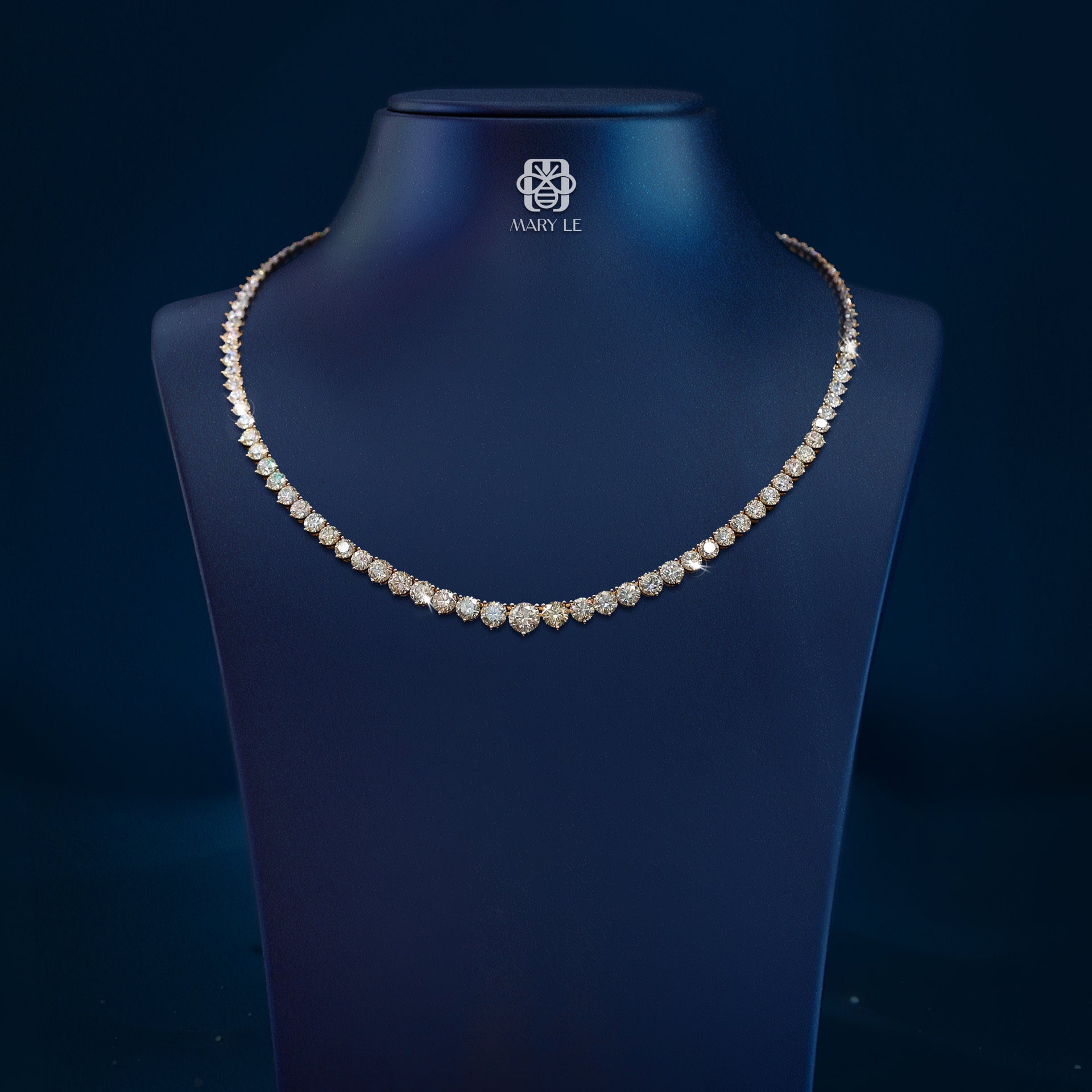 Round Brilliant Diamond Tennis RG Necklace | M418