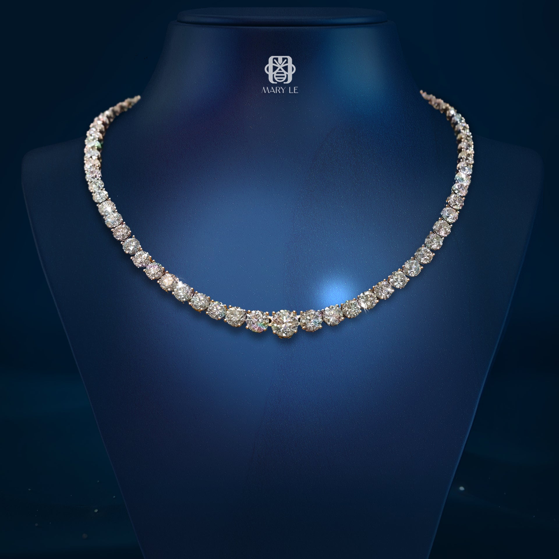 Round Brilliant Diamond Tennis RG Necklace | M422
