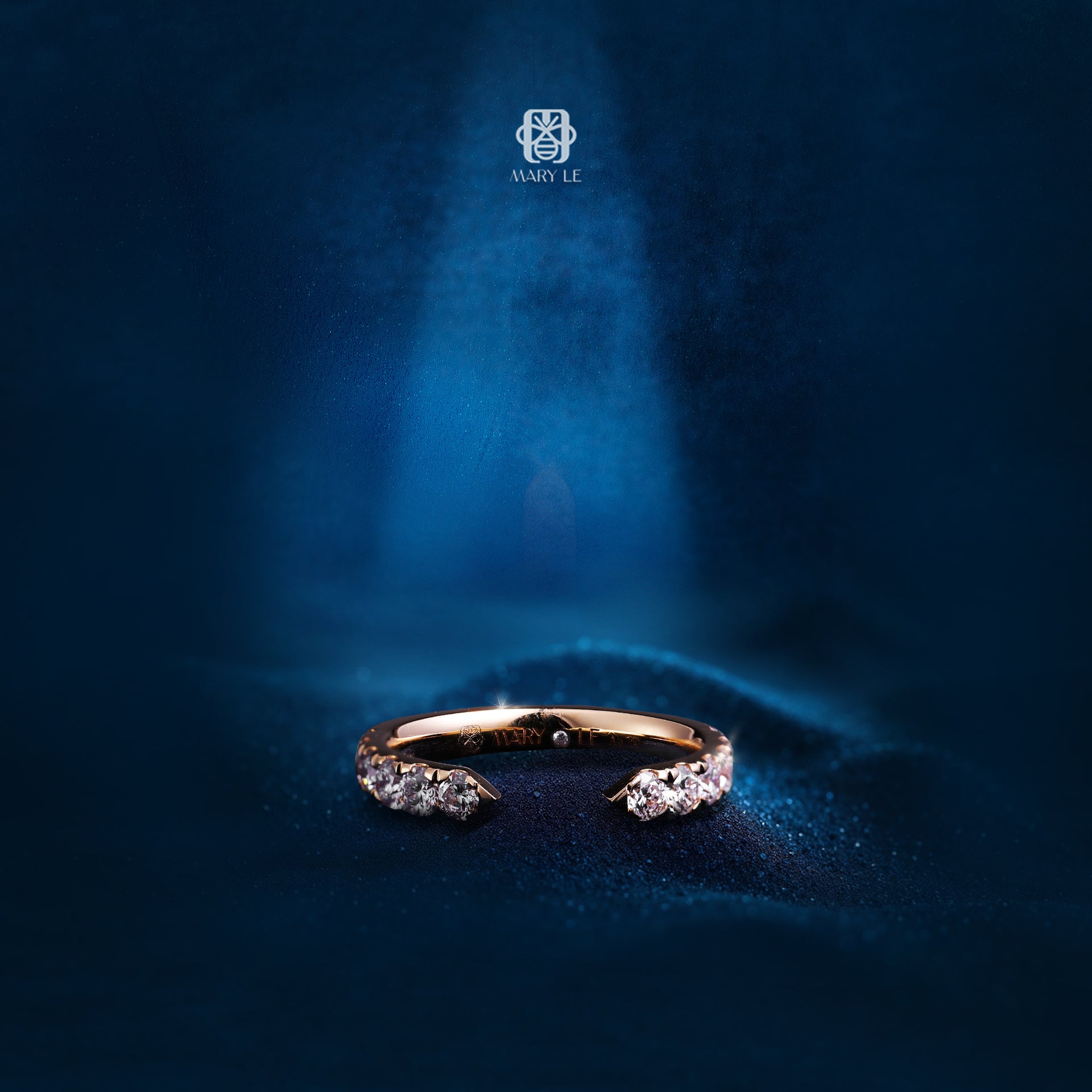 Classic Mary Le Rose Gold Diamond Cuff Ring | M532