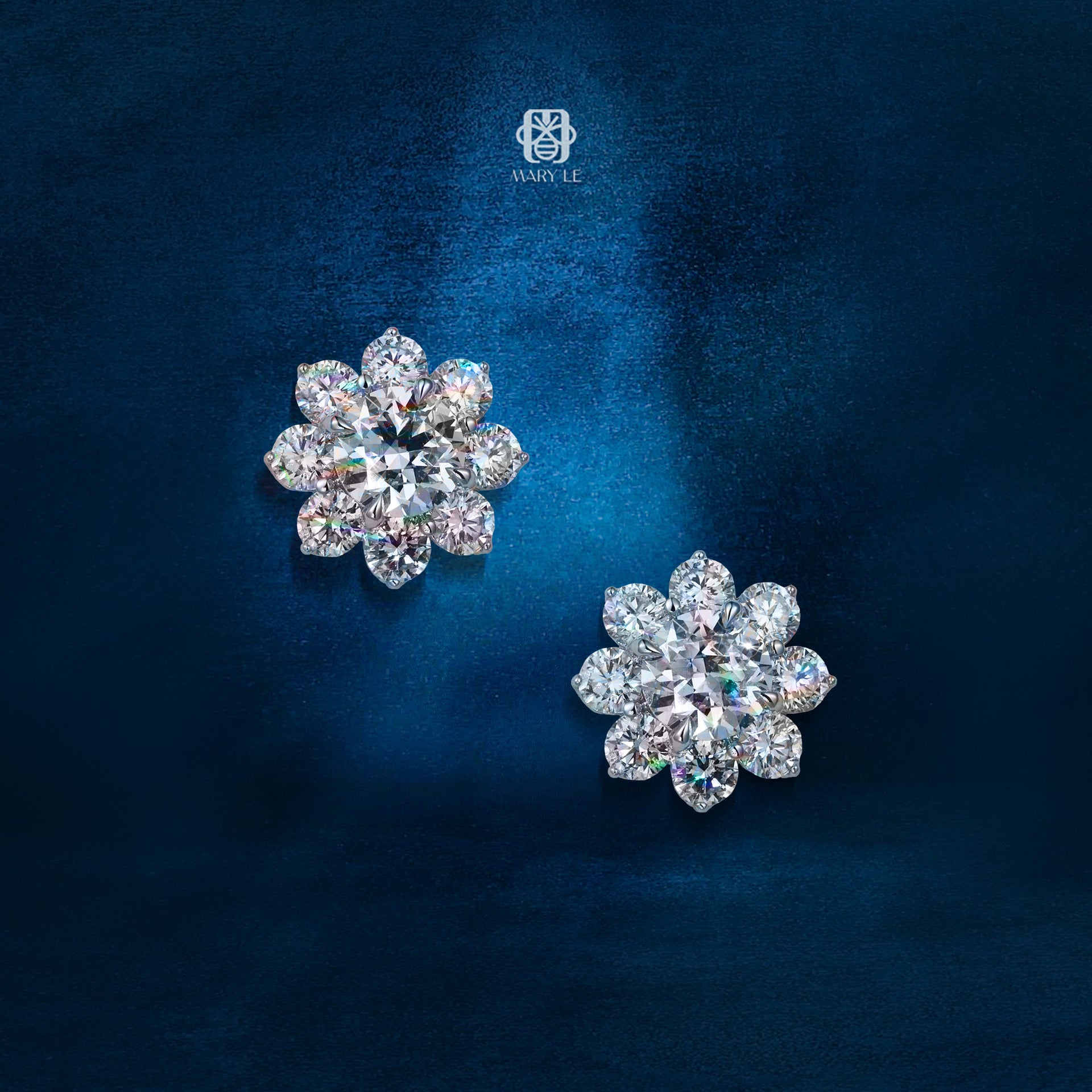 Solar Blossom Round Diamond Earrings | M538