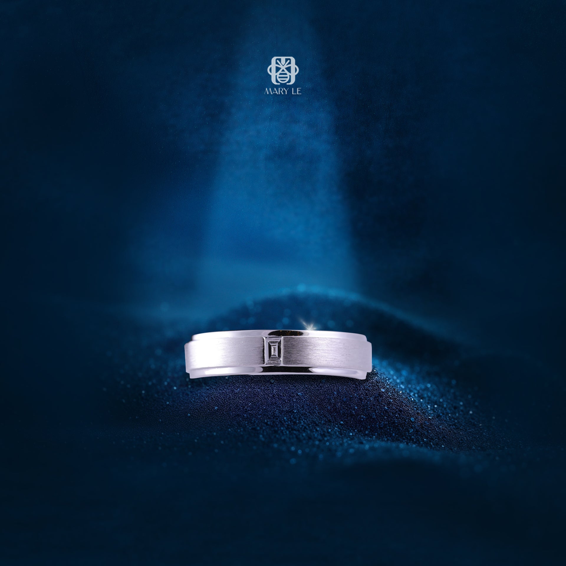 White Gold Baguette Diamond Men's Ring | M601