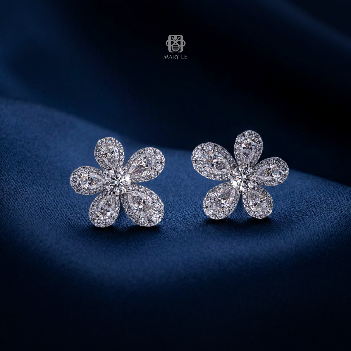 Celestial Garden Pansy Diamond Earrings | M662